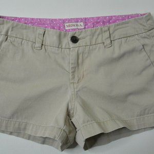 MERONA Size 2 Womens TAN Casual LOW Rise Trouser CHINO Twill SHORTS 2.5" Inseam